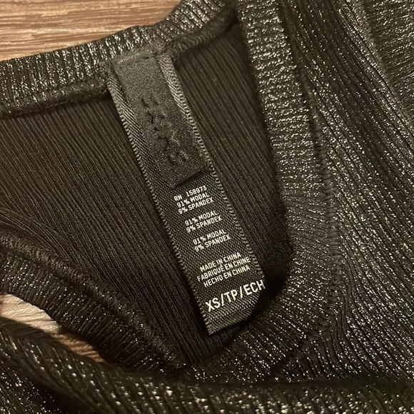 ✅SOLD✅Skims maxi bodycon ribbed racerback lounge dress glitter foil black xs - Picture 4 of 6